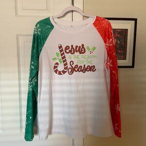 Jesus Is the Reason, Christian Christmas Long Sleeve Lightweight Sweatshirt